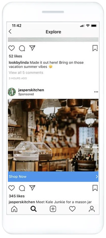 インスタグラム広告発見タブ