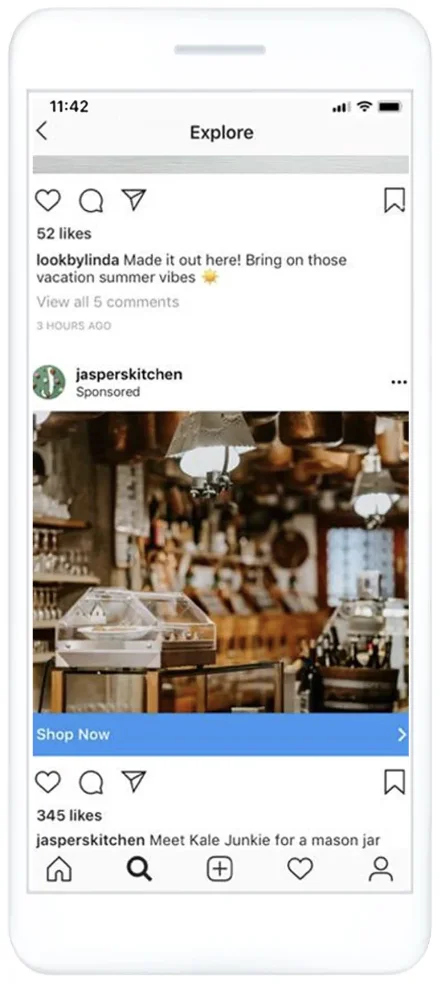 インスタグラム広告発見タブ